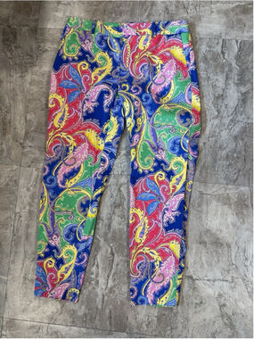 Ralph Lauren Golf Women's Tapered Leg Pants Size 4 Pink Colorful Paisley Design